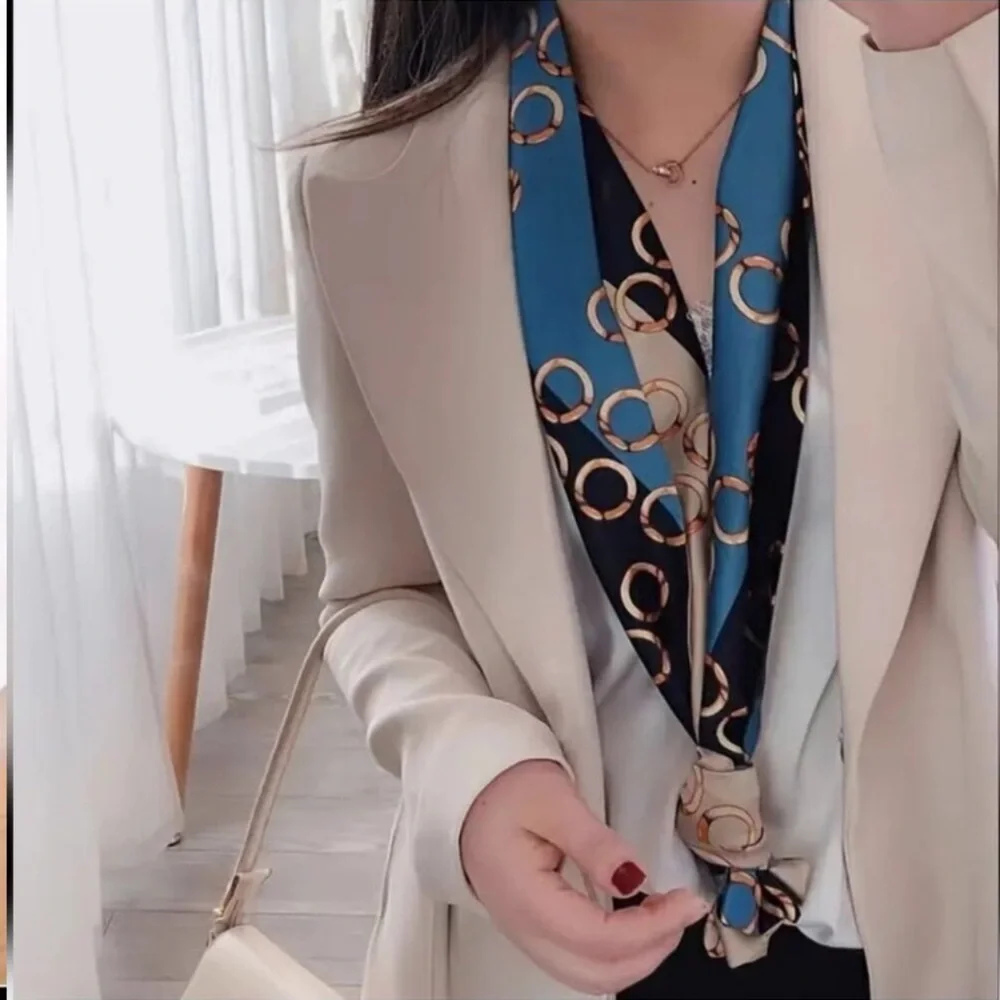 Elegant Printed Silky Scarf Accessories Thin and Stylish Professional
